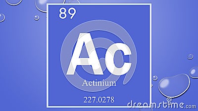 Actinium chemical element symbol on blue bubble background Stock Photo