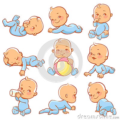 baby boys set Vector Illustration