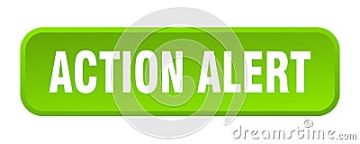 action alert button. action alert square 3d push button. Vector Illustration