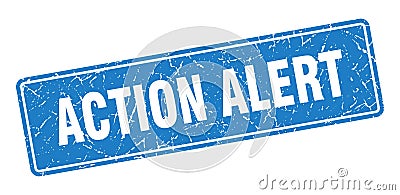 action alert sign. action alert grunge stamp. Vector Illustration