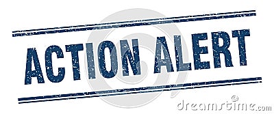 action alert stamp. action alert square grunge sign. Vector Illustration