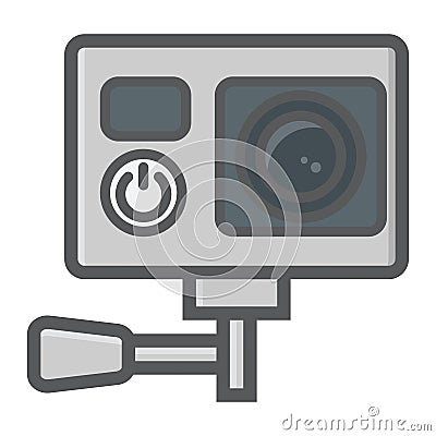 Action camera colorful line icon, device Vector Illustration