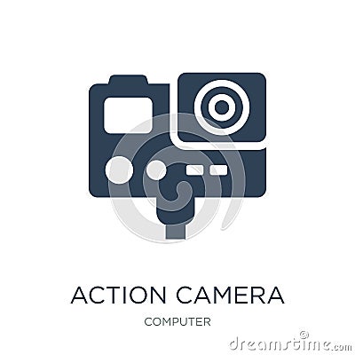 action camera icon in trendy design style. action camera icon isolated on white background. action camera vector icon simple and Vector Illustration