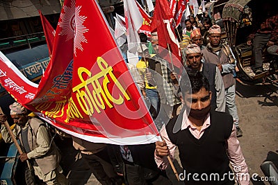 Action CPN-UML against Maoist party in Nepal Editorial Stock Photo