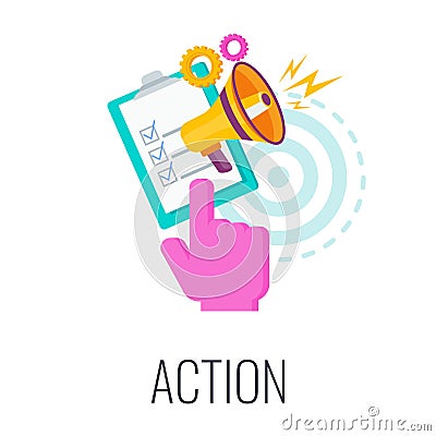 Action Icon. Call to action, CTA. Flat vector illustration. Vector Illustration