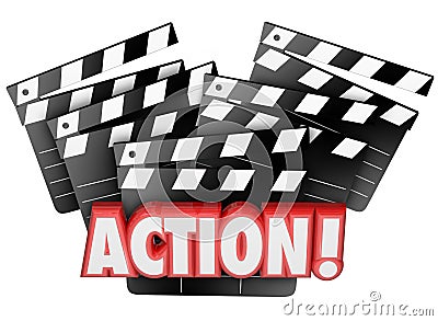 Action Movie Clapper Boards Acting Direction Producing Film Maki Stock Photo