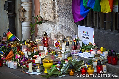 Action near American Consulate in memory of victims of the massacre in popular gay club Pulse in Orlando Editorial Stock Photo