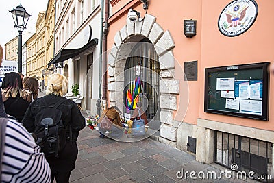 Action near American Consulate in memory of victims of the massacre in popular gay club Pulse in Orlando Editorial Stock Photo