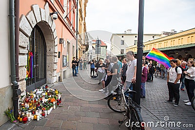 Action near American Consulate in memory of victims of the massacre in popular gay club Pulse in Orlando Editorial Stock Photo