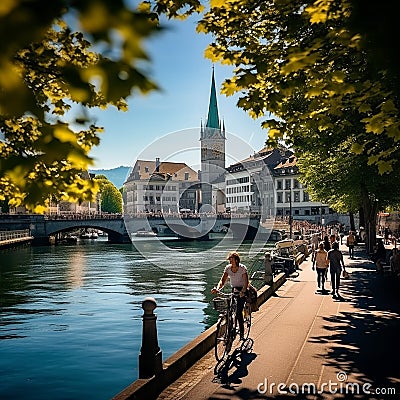 Action-packed day in Zurich capturing hidden gems, vibrant culture, and culinary delights Stock Photo