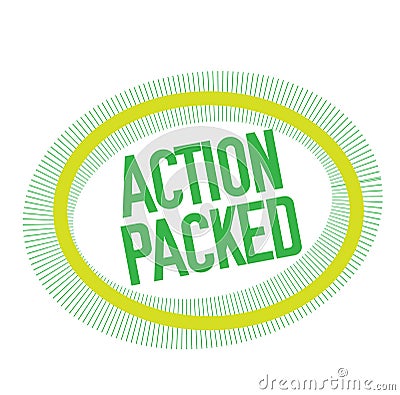 ACTION PACKED stamp on white Vector Illustration