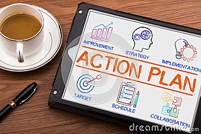 Action Plan chart with keywords and elements Stock Photo