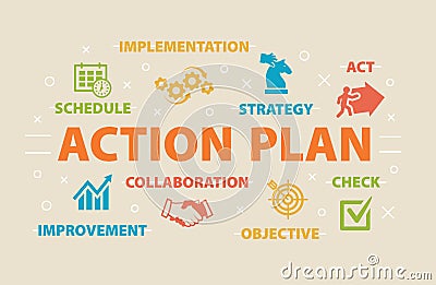 ACTION PLAN Concept with icons Vector Illustration