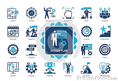 Action Plan solid icon set Stock Photo