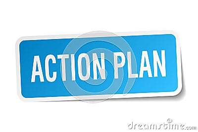 action plan square sticker Vector Illustration