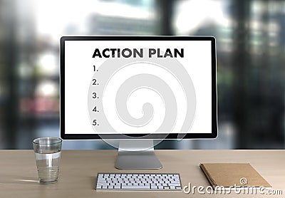 ACTION PLAN Strategy Vision Planning , Creative Development Process , business man of plan Stock Photo