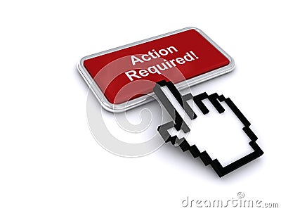 action required button on white Stock Photo