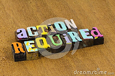 Action required immediate attention necessary urgent important review Stock Photo