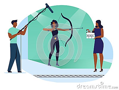 Action Scene Shooting Flat Vector Illustration Vector Illustration