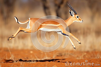 action shot of a gazelle leaping Stock Photo