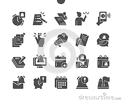 Actions and reminders. Notes and calendar. Alarm clock. Vector Illustration