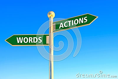 Actions or words Stock Photo