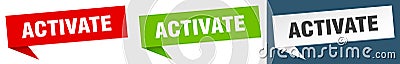 activate banner. activate speech bubble label set. Vector Illustration