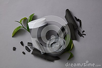 Activated bamboo charcoal can exfoliate drying skin to remove dead skin cells Stock Photo