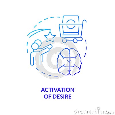 Activation of desire blue gradient concept icon Vector Illustration