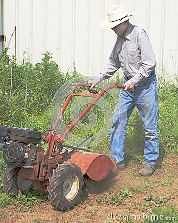 Active 89 Year Old plowing Stock Photo