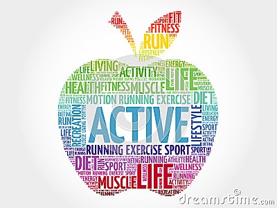 ACTIVE apple word cloud Stock Photo