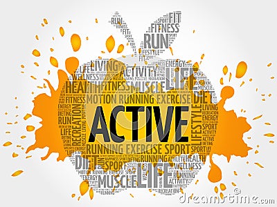 ACTIVE apple word cloud Stock Photo