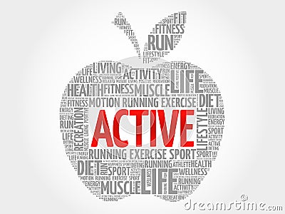 ACTIVE apple word cloud Stock Photo