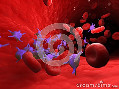 Active blood platelets Cartoon Illustration