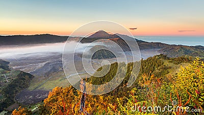 The active Bromo volcano in East Java, Indonesia Stock Photo