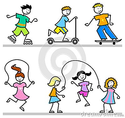 Active Cartoon Kids/eps Vector Illustration