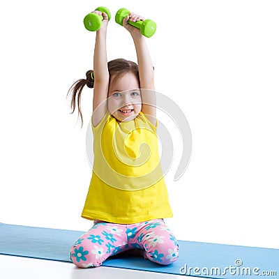 Active child exercising isolated on white Stock Photo