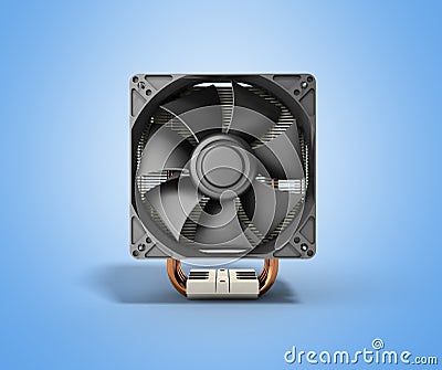 Active CPU cooler with the aluminum finned heat-sink and the fan Stock Photo