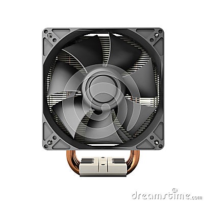 Active CPU cooler with the aluminum finned heat-sink and the fan Stock Photo