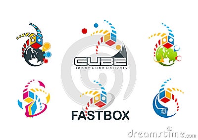 Active cube logo, speed box symbol, fast destination concept design Vector Illustration