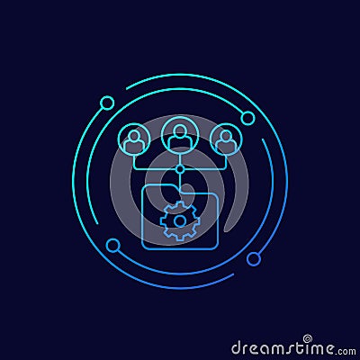 active directory icon with users, linear design Vector Illustration
