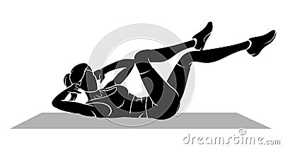 Woman Exercise on the Mat, Silhouette Illustration Vector Illustration