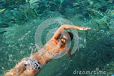 Active female swimmer Stock Photo