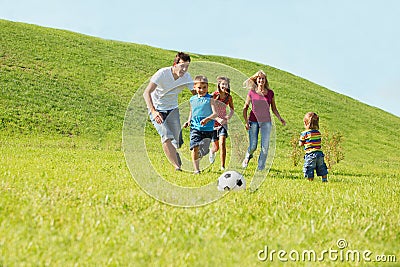 Active happy family Stock Photo