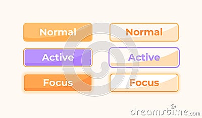 Active and inactive Settings UI elements kit Vector Illustration