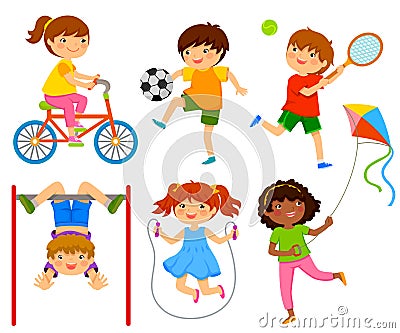 Active kids Vector Illustration