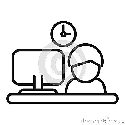 Active late work icon outline vector. Night time Stock Photo