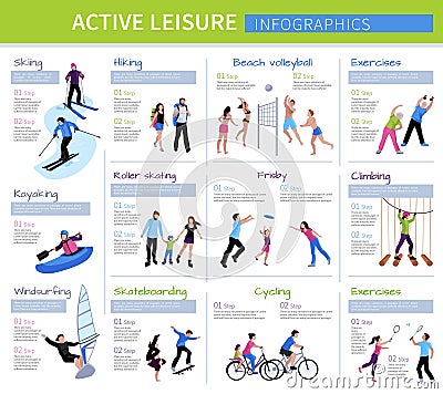 Active Leisure People Infographics Vector Illustration