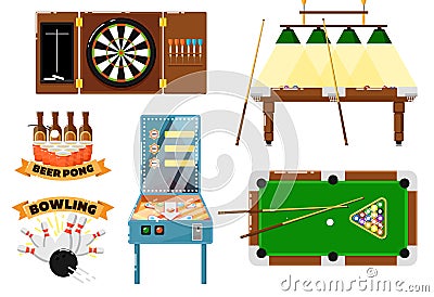 Active leisure and sports game set Vector Illustration