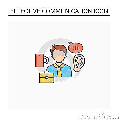 Active listening color icon Vector Illustration